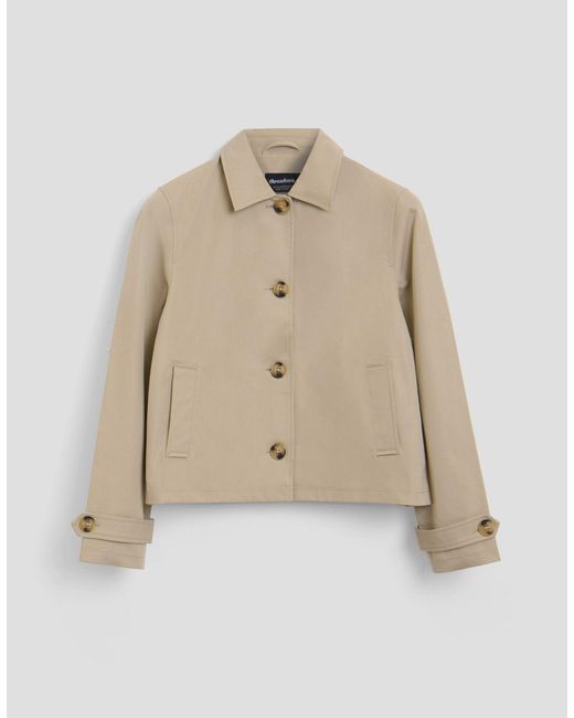 Threadbare Natural Cropped Collared Trench Coat