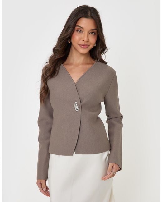 Threadbare Gray Metallic Button V-Neck Cardigan