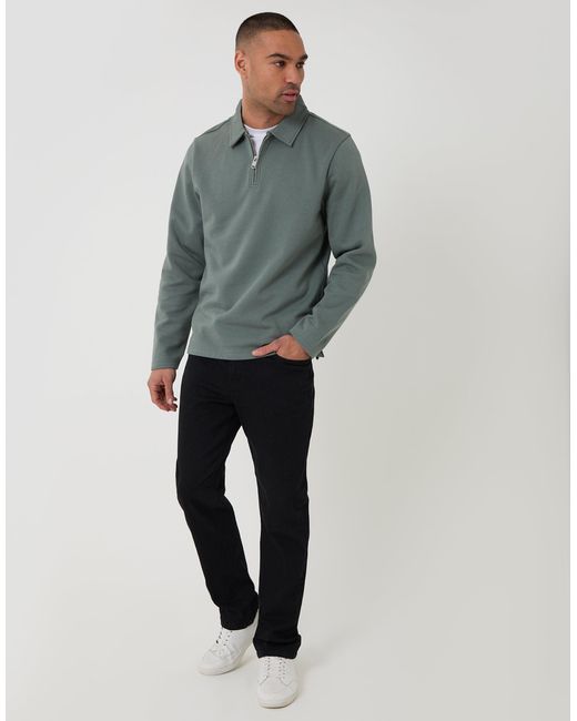 Threadbare Gray Quarter Zip Long Sleeve Polo Sweatshirt for men