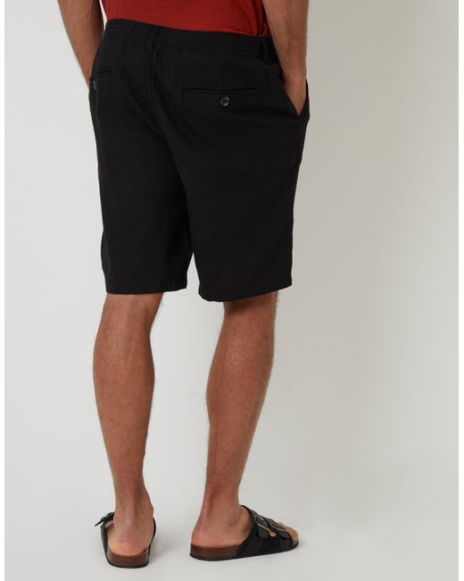 Threadbare Black Linen Blend Shorts for men