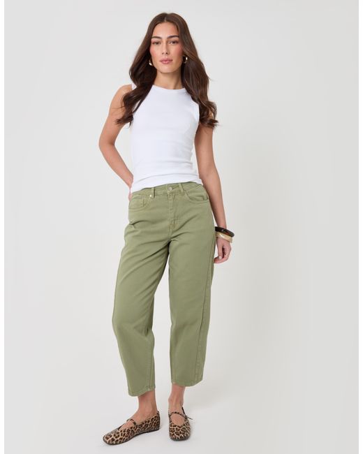 Threadbare Green Belted Barrel Leg Jeans