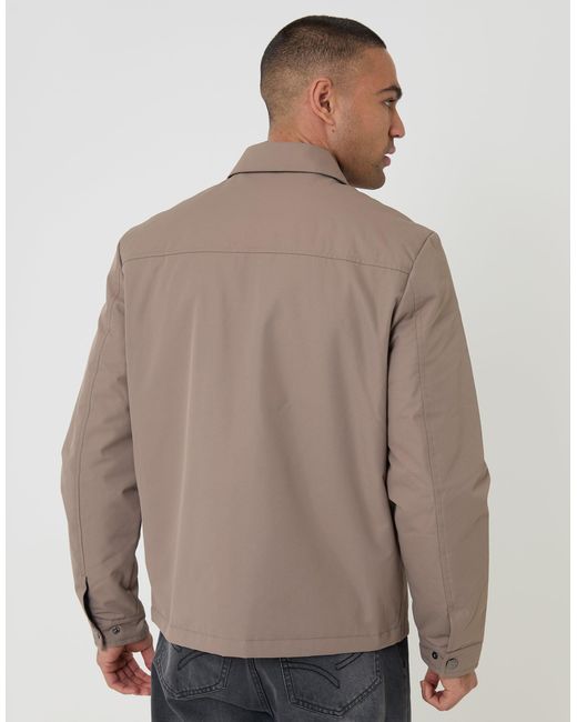Threadbare Brown Showerproof Lightweight Collared Zip Up Jacket for men