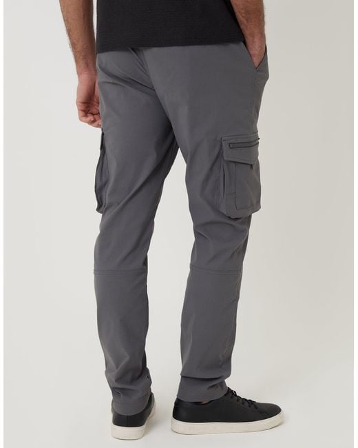 Threadbare Gray Slim Fit Stretch Cargo Trousers for men