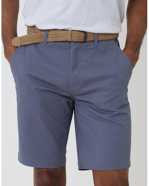 Threadbare White Belted Chino Shorts for men