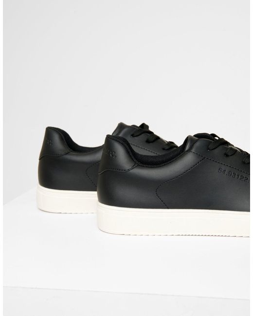 Threadbare Black Pu Court Trainers for men