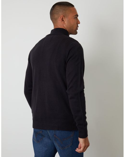 Threadbare Blue Quilted Zip Up Knitted Jacket for men