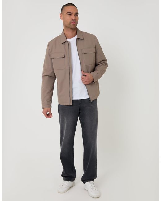 Threadbare Brown Showerproof Lightweight Collared Zip Up Jacket for men