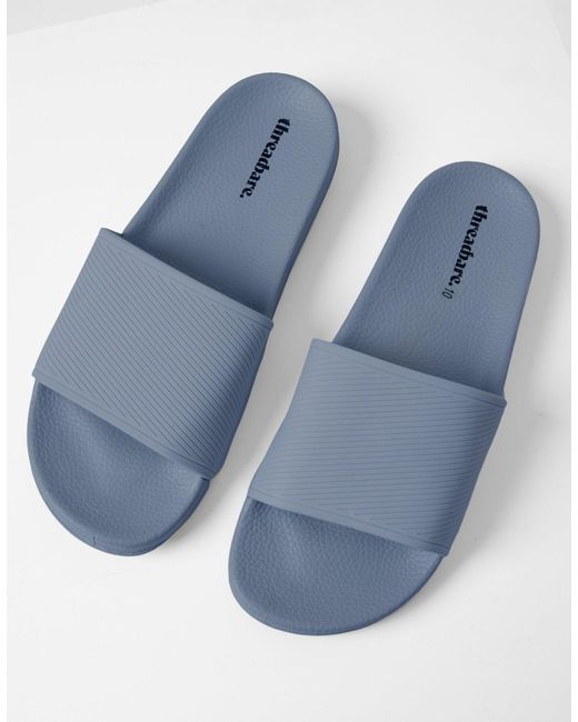 Threadbare Blue Sliders for men