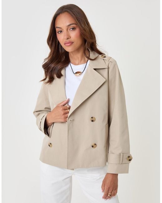 Threadbare Red Funnel Neck Short Trench Coat