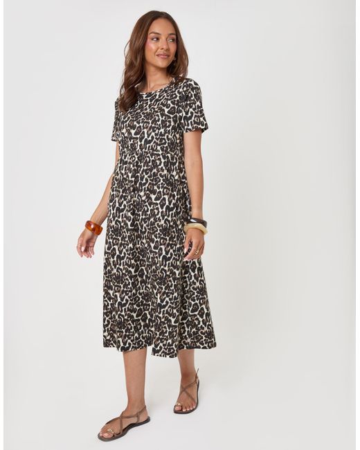 Threadbare White Pure Cotton Midi Smock Dress With Pockets