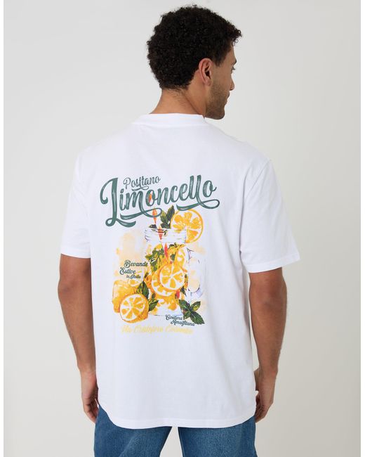 Threadbare White Relaxed Fit Limoncello Cotton T-Shirt for men