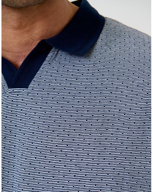 Threadbare Blue Jacquard Trophy Neck Polo Shirt for men