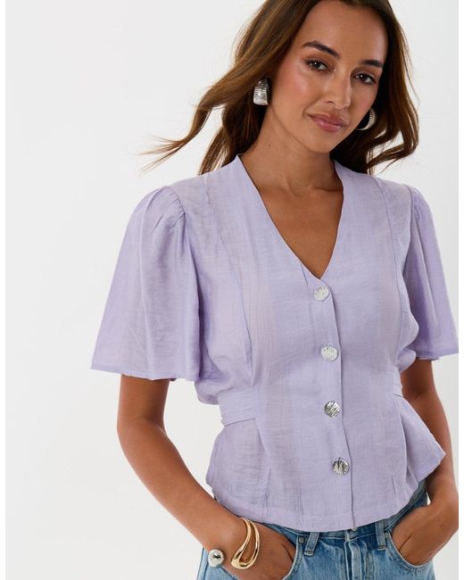 Threadbare Purple Flutter Sleeves Top