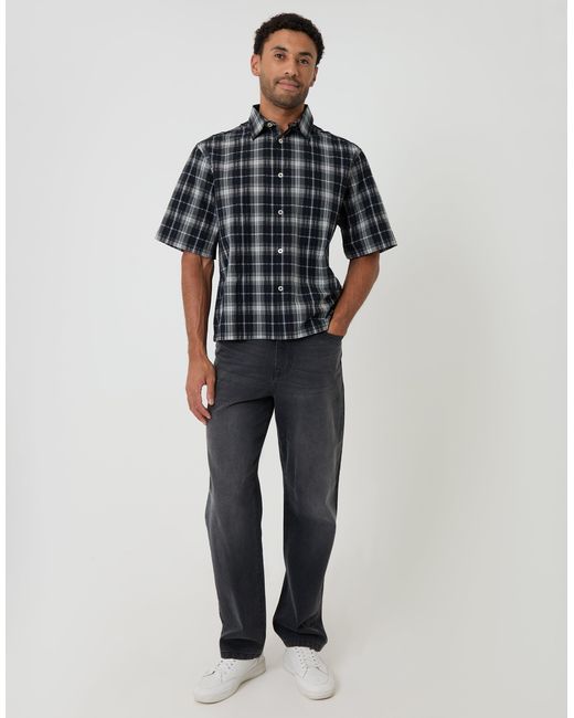 Threadbare Gray Boxy Fit Short Sleeve Shirt for men