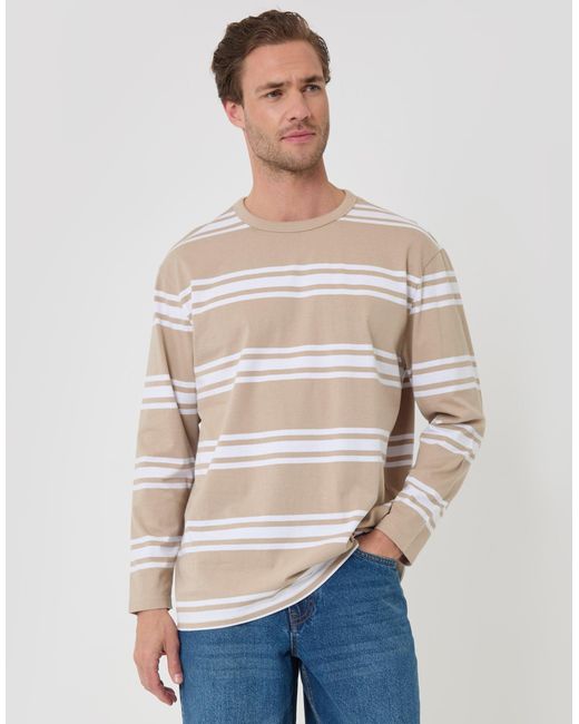 Threadbare Blue Cotton Jersey Long Sleeve T-Shirt for men