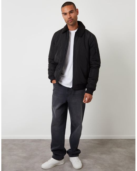 Threadbare Black Borg Lined Collared Jacket for men