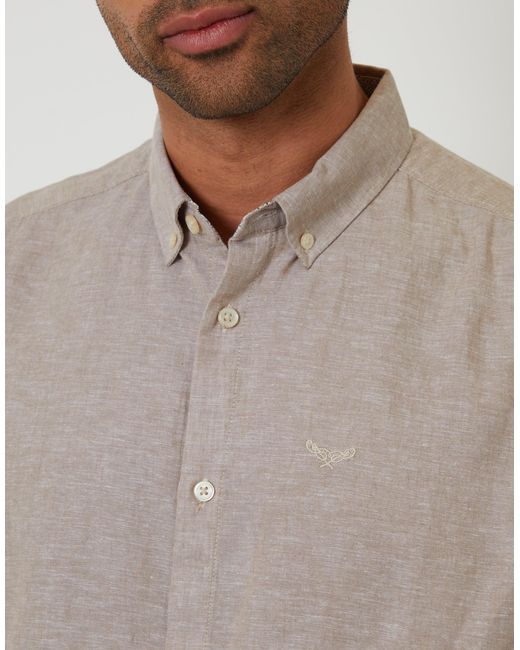 Threadbare Gray Long Sleeve Linen Blend Shirt for men