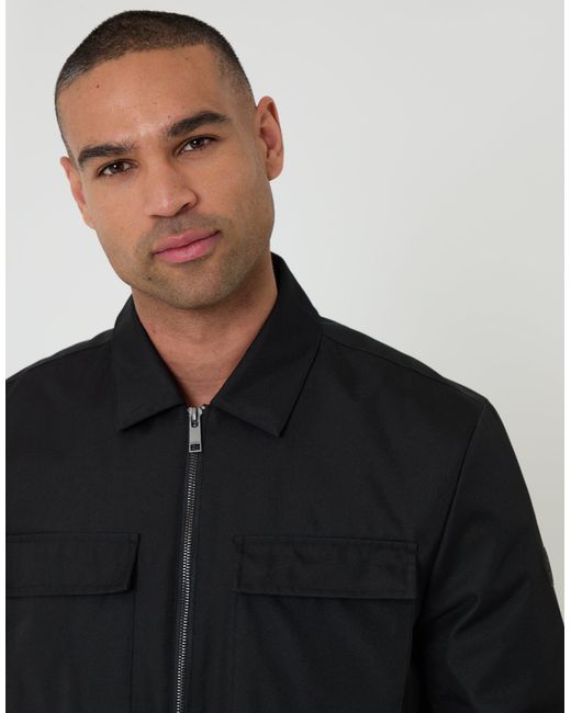 Threadbare Black Showerproof Lightweight Collared Zip Up Jacket for men