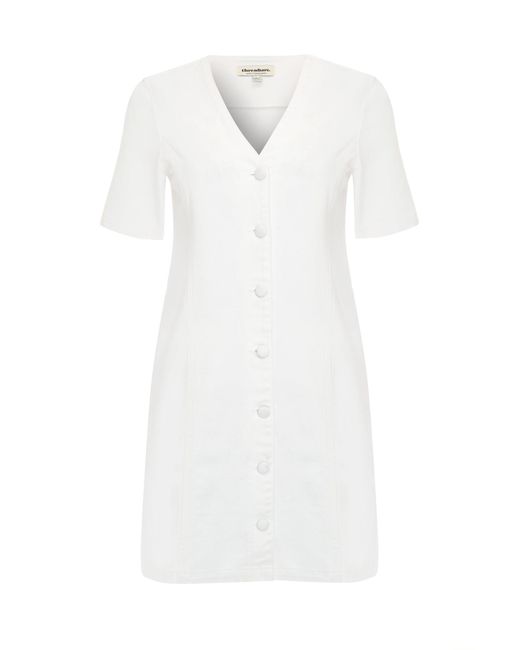Threadbare White Denim Button Up Mini Dress