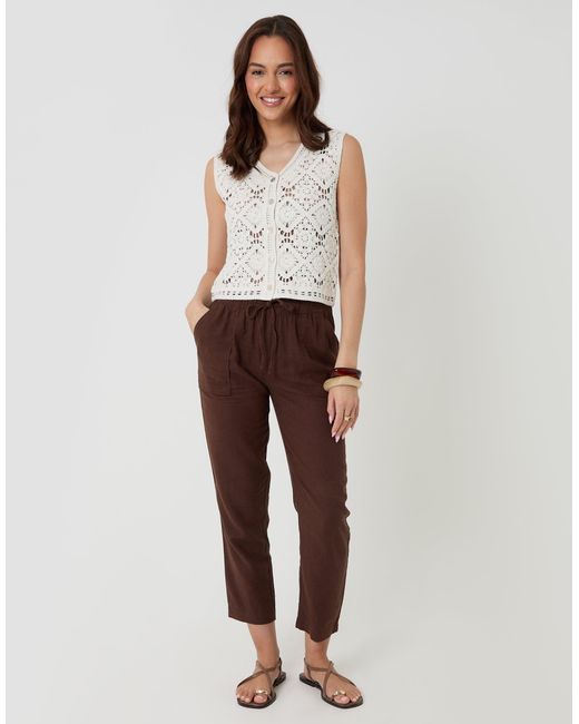 Threadbare White Crochet Button Up Vest