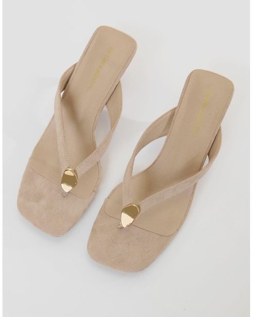 Threadbare Natural Toe Post Kitten Heels