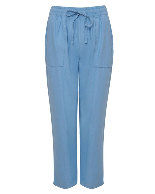 Threadbare Blue Linen Blend Drawstring Trousers