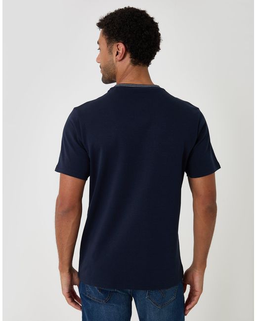Threadbare Blue Cotton Crew Neck Script T-Shirt for men