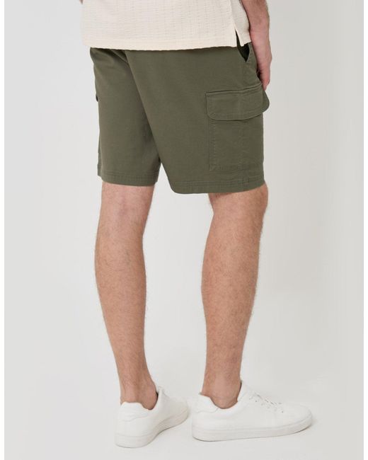 Threadbare Green Regular Fit Textured Cargo Shorts for men