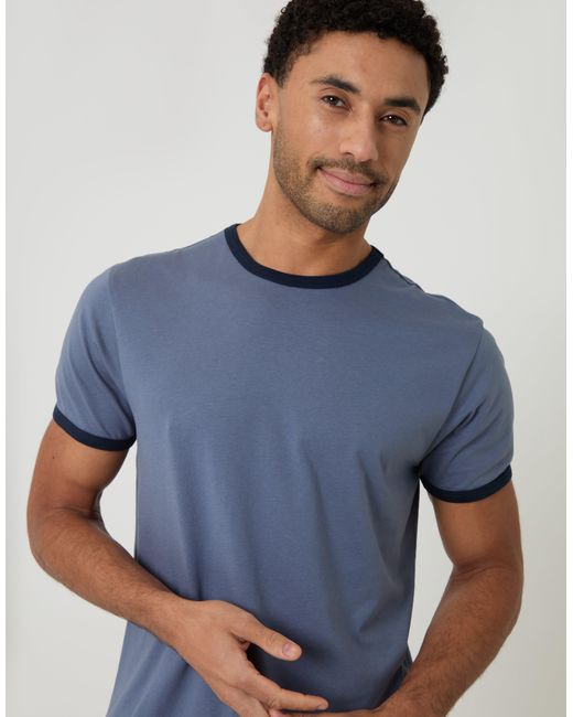 Threadbare Blue Contrast Binding Short Lounge Set for men