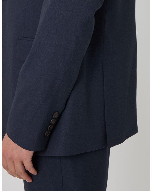 Threadbare Blue Tailored Fit Single Breasted Blazer for men