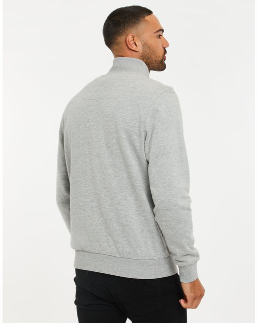 Threadbare Gray Cotton Rich Quarter Zip Sweatshirt for men