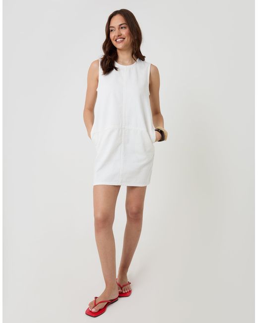 Threadbare White Denim Mini Shift Dress