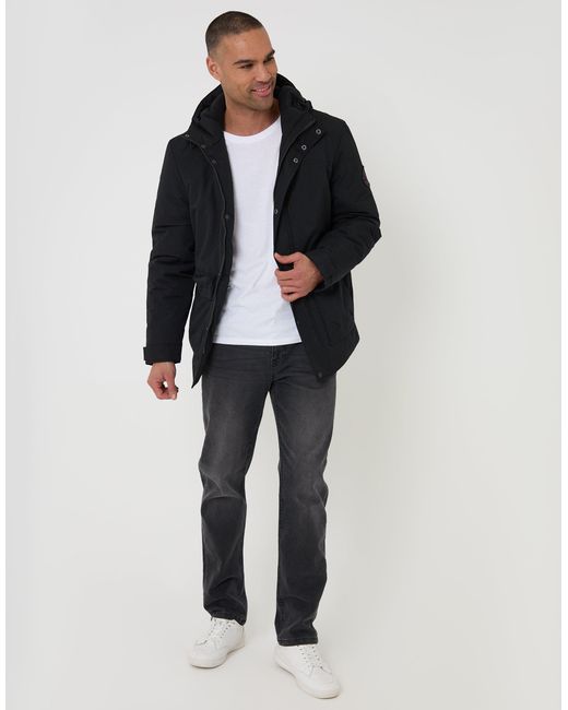 Threadbare Blue Showerproof Microfleece Lined Padded Coat for men
