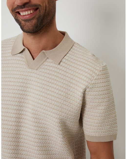 Threadbare Gray Textured Knit Trophy Neck Polo for men