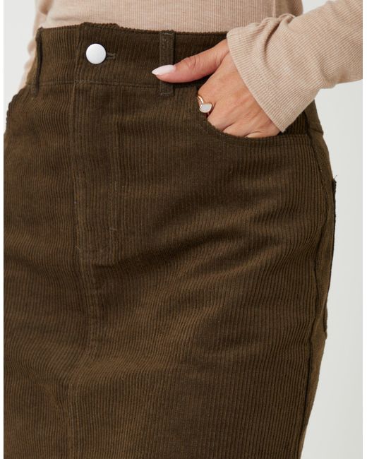 Threadbare Brown Corduroy Mini Skirt