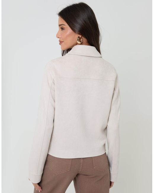 Threadbare White Cropped Button Up Suedette Shacket