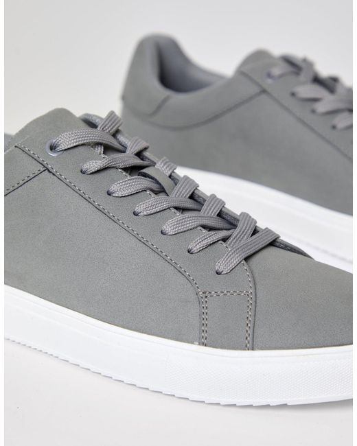 Threadbare Gray Faux Suede Court Trainers for men