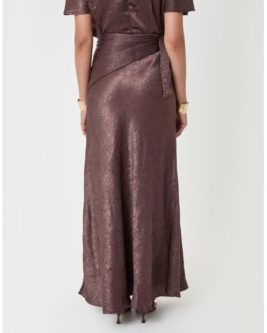 Threadbare Brown Crinkle Satin Wrap Maxi Skirt