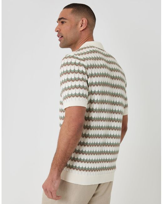 Threadbare Gray Herringbone Knitted Quarter Zip Polo for men