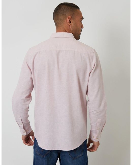 Threadbare Purple Long Sleeve Linen Blend Shirt for men
