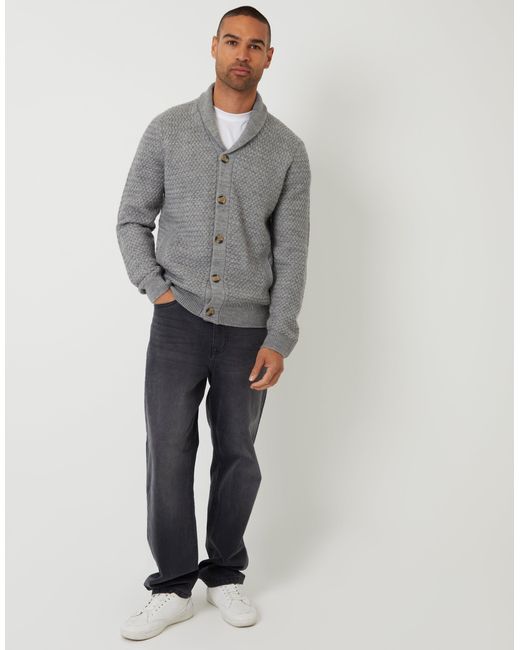 Threadbare Gray Knitted Shawl Cardigan for men