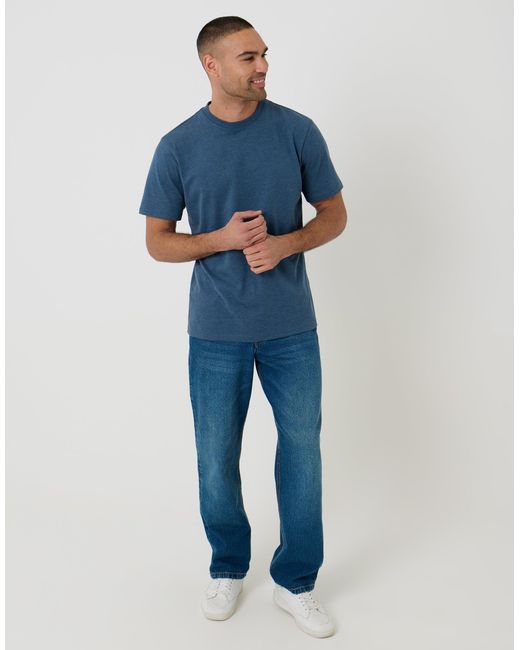 Threadbare Blue Peached Crew Neck T-Shirt for men