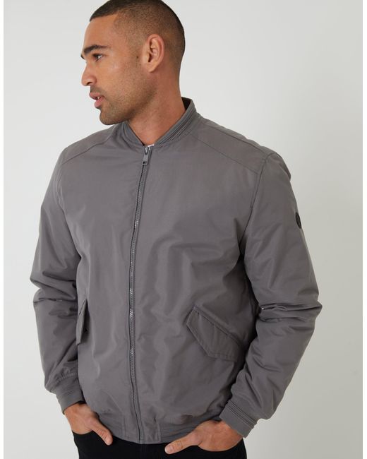 Threadbare Gray Padded Bomber Jacket for men