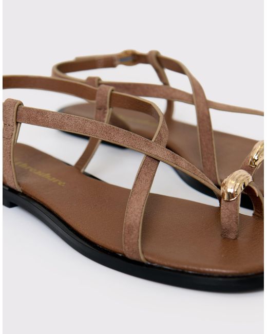 Threadbare Brown Cross Strap Toe Loop Sandals