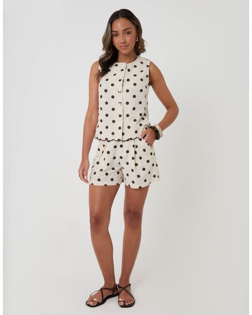 Threadbare White Polka Dot Tailored Top