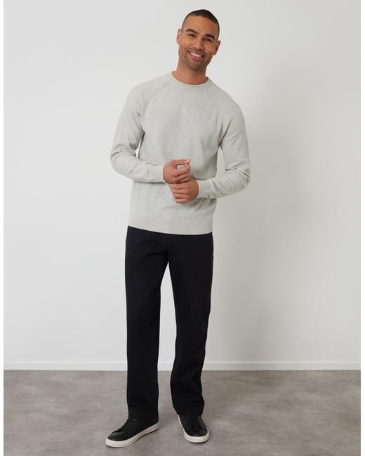 Threadbare Gray Raglan Knitted Crew Neck Jumper for men