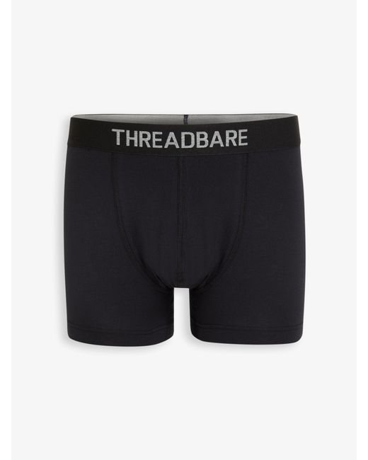 Threadbare Black 3 Pack Printed Hipster Fit Boxer Shorts for men