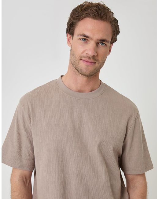 Threadbare Gray Relaxed Fit Cotton Textured T-Shirt for men