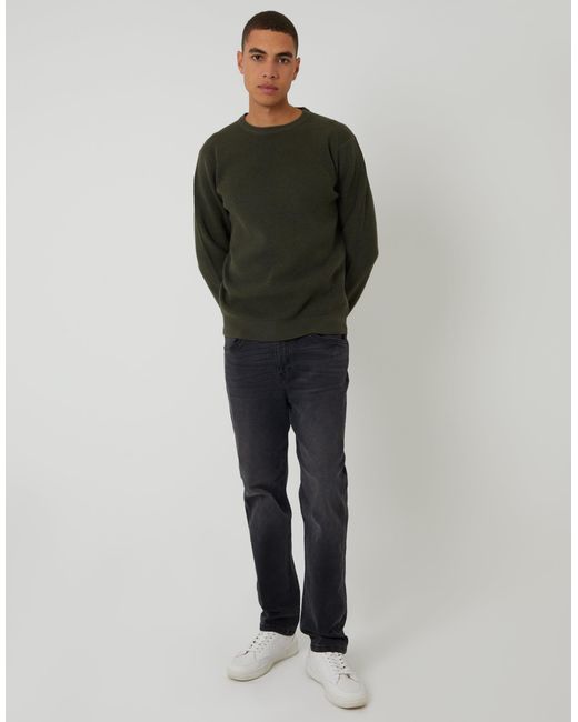 Threadbare Gray Rib Knit Crew Neck Jumper for men