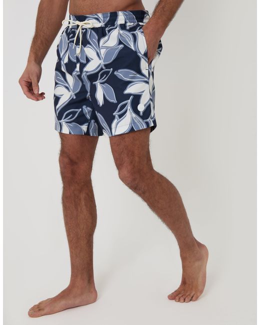 Threadbare Blue Leaf Print Quick Dry Swim Shorts for men